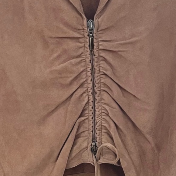 Vintage Armani Collezioni Vera Pelle/Suede Cropped Rushed Top/Jacket - Picture 5 of 12